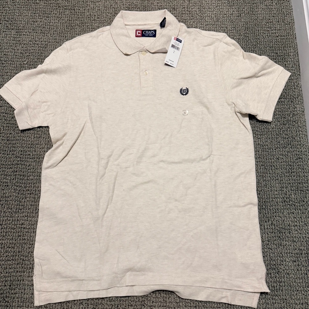 New Chaps Men's oatmeal Polo Shirt